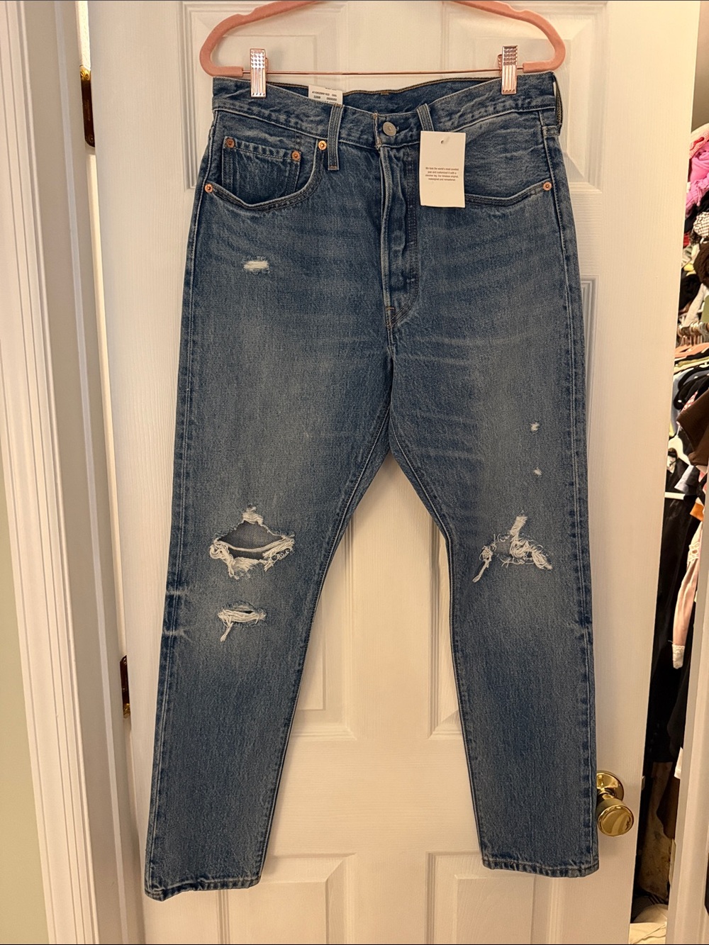 Women’s Distressed skinny 501 Levi’s Blue Denim Jeans